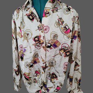 Samantha Boca Ratan Front Tie Rear Elastic Waist Blouse Size 10